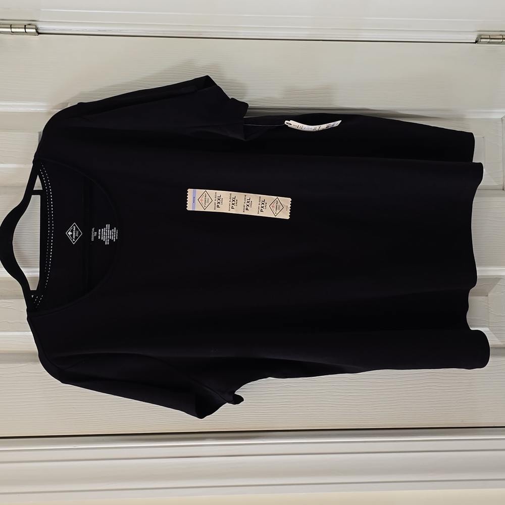 ST. JOHN'S BAY WOMENS BLACK PETITE PLUS SIZE SHORT SLEEVE TEE-SHIRT SIZE PXXL